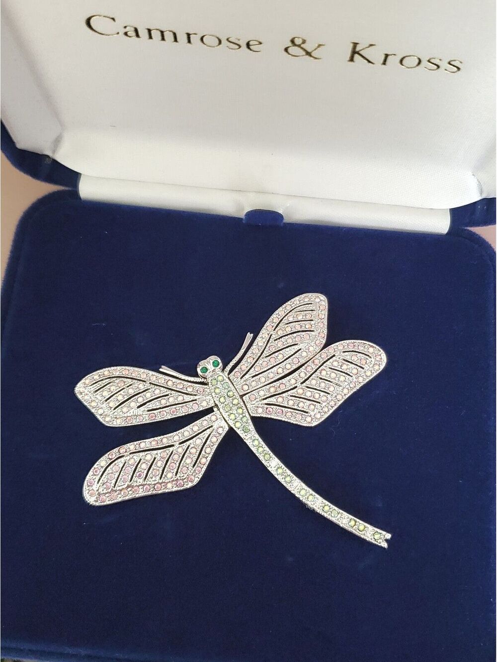 Vintage Camrose & Kross Rhinestone Dragonfly Brooch